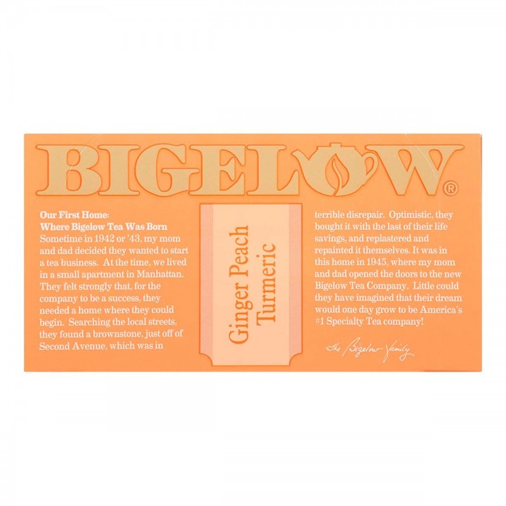 Bigelow Te Herbal Gengibre Durazno y Curcuma 18 Bolsitas 27g T2071 BIGELOW