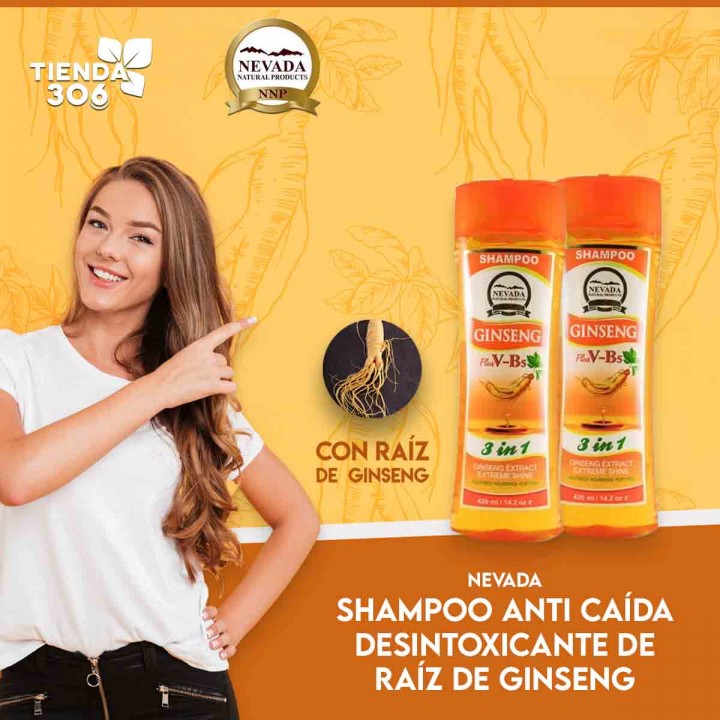 Nevada Shampoo Anti Caída Desintoxicante de Raíz de Ginseng 420 ml / 14.2 oz e C1011 Nevada Natural Products