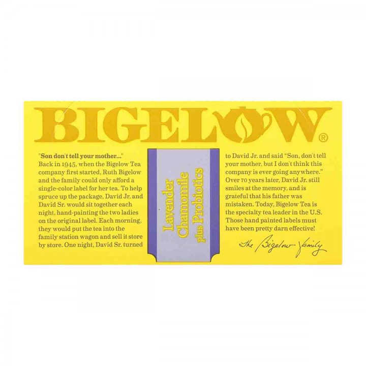 Bigelow Te Herbal Lavander Chamomile Más Probióticos 18 Bolsitas (27g) T2105 BIGELOW