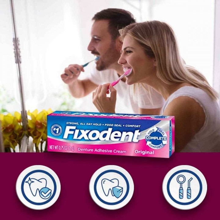 Crema Adhesiva Para Dentaduras Postizas Fixodent Original 0.75 oz (21 g) C1019 FIXODENT