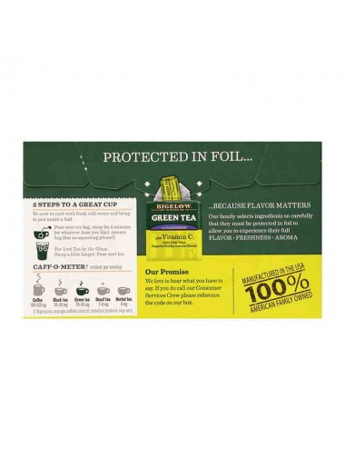 Bigelow Té verde con saúco Plus vitamina C, cafeína, 18 unidades T2121 BIGELOW