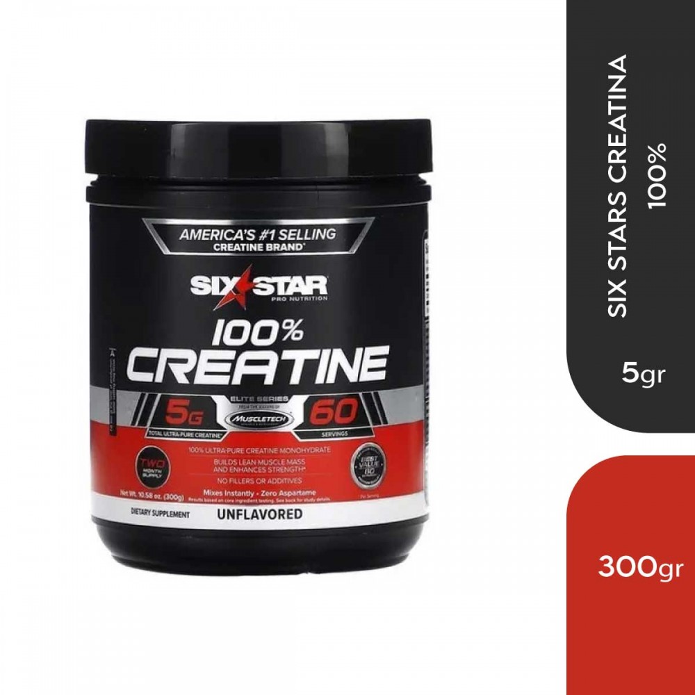Six Star Pro Nutrition Creatina 100% Sin Sabor 10.58 oz (300g) 60 servicios V3428 SIX STAR