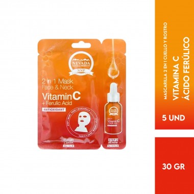 Nevada Mascarilla Facial Vitamina C + Acido Ferulico Antioxidante Caja 5und x 30g C1233 Nevada Natural Products