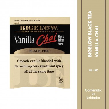 Té Bigelow Black Tea Vainilla Chai 20 Bolsitas 46g T2054 BIGELOW