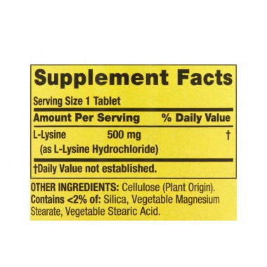 Spring Valley L-Lisina 500 Mg 250 Tabletas Apoyo de la Salud Inmune V3468 SPRING VALLEY