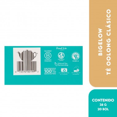 Bigelow Té Oolong Clasico 20 Bolsitas 1.37 oz (38 g) T2080 BIGELOW