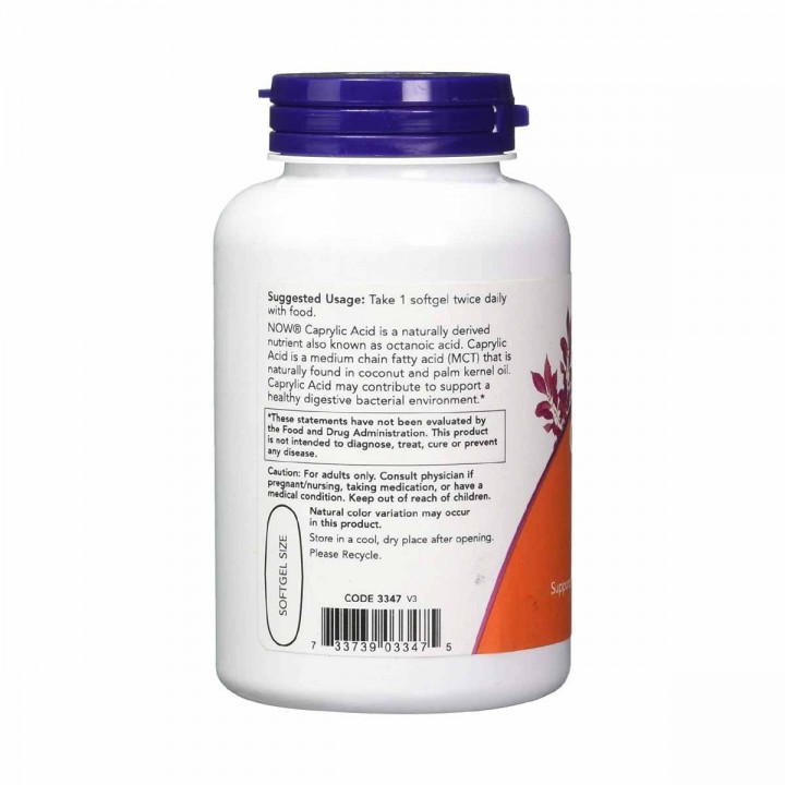 Now Foods Acido Caprilico 600 mg 100 Cápsulas V3042 Now Nutrition for Optimal Wellness